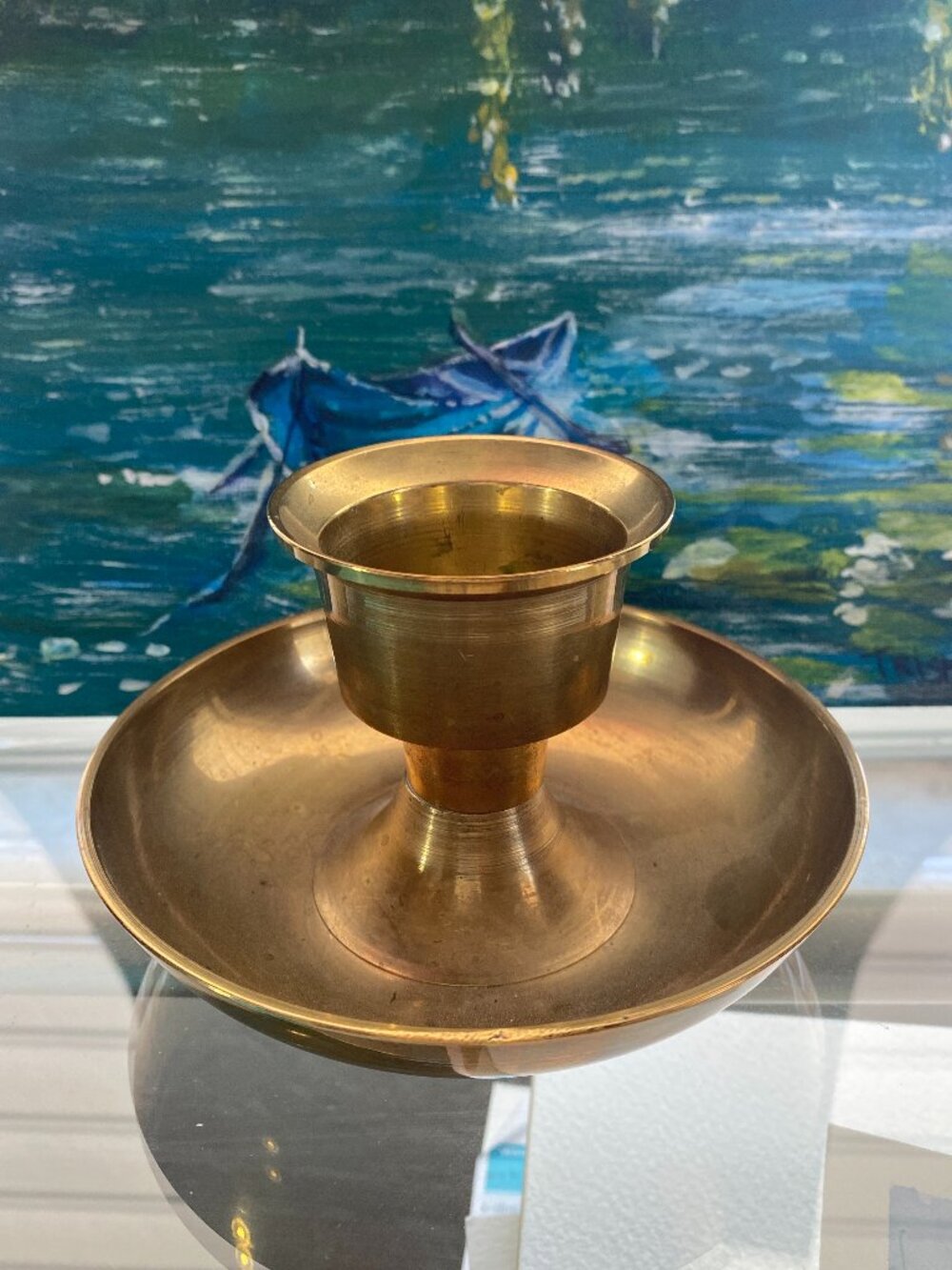 Solid Brass Candlestick holder 4.5"Wx2.75"H/India reg sz taper candle (.75" dia)